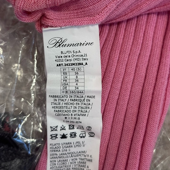 Blumarine Twin Knit Long Sleeve Sweater Tank Set in Bubblegum Pink Wool cardigan